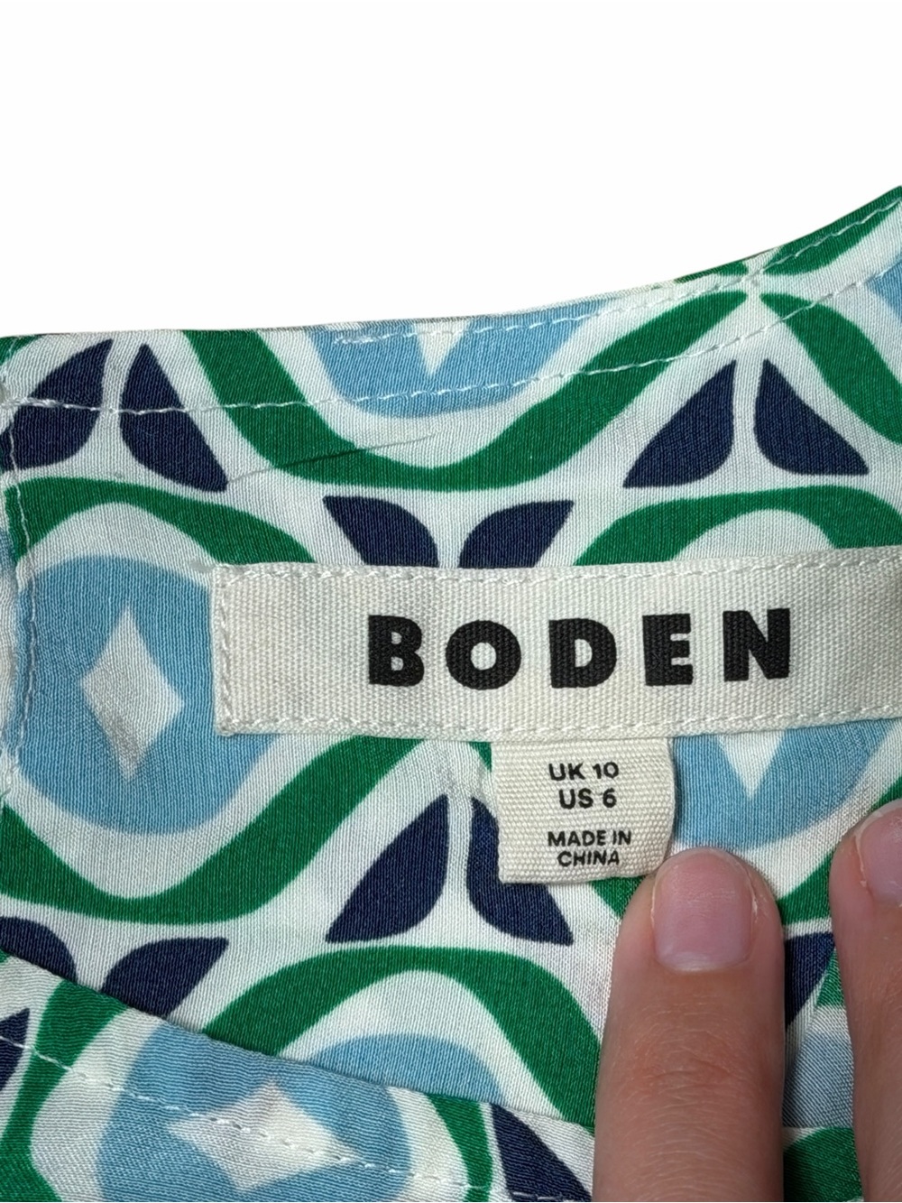 Boden Green Diamond Wave Easy Printed Blouse Top Womens 6 - Picture 5 of 9